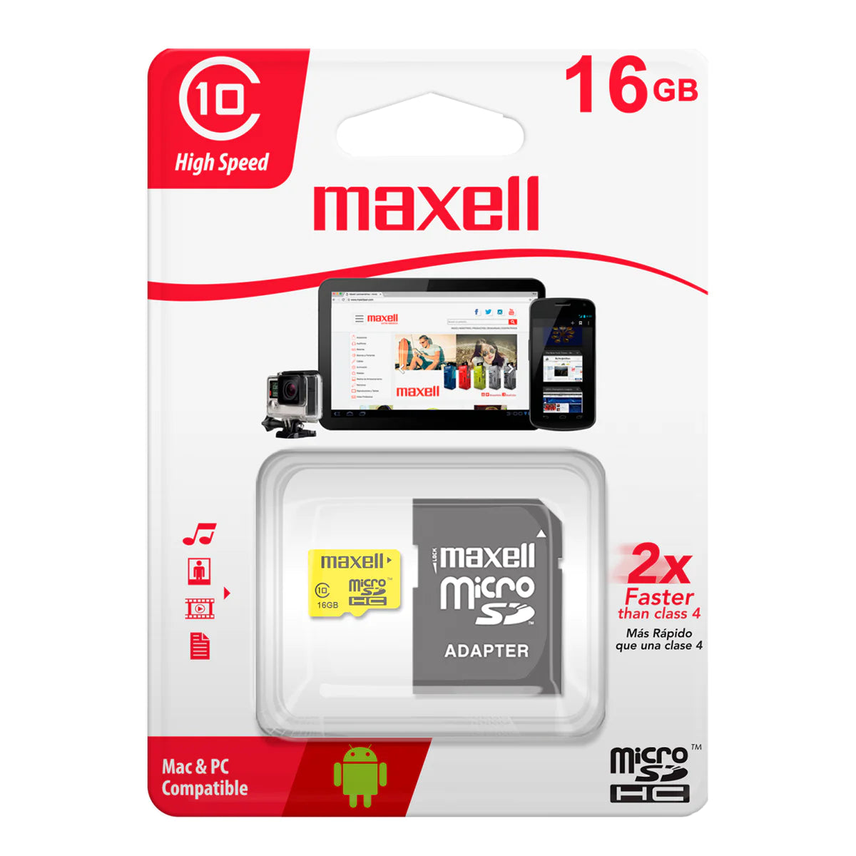 Tarjeta micro SD HC 16 GB clase 10 Maxell