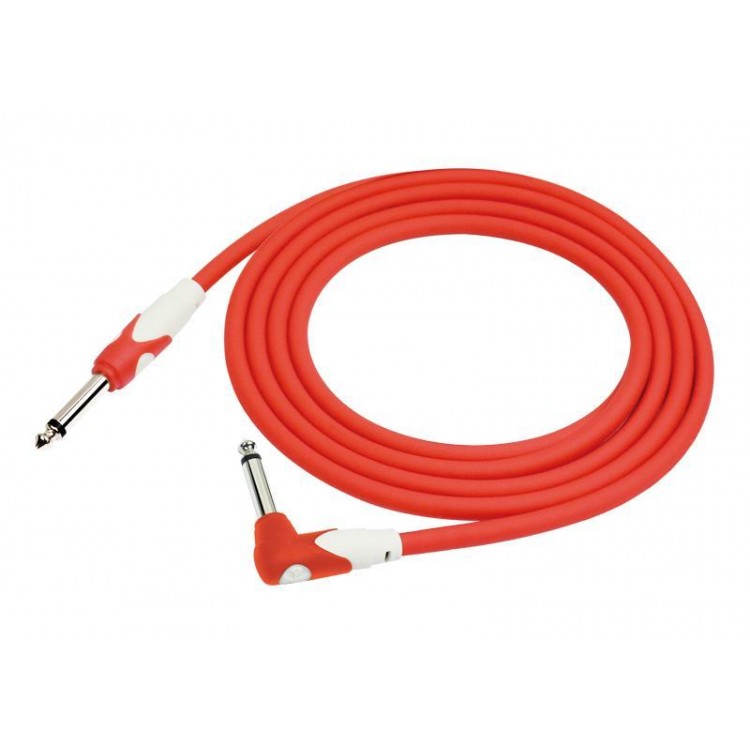 Cable instrumento 6,3 mono en L 3 m rojo Kirlin