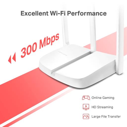 Router Mercusys MW306R, Wi-Fi, 2.4GHz, 300 Mbps, Ethernet
