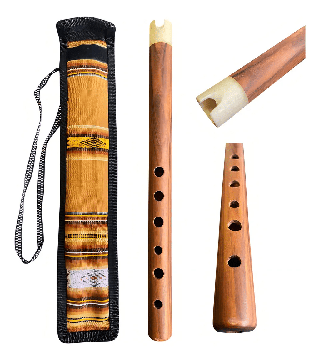 Quena Boliviana De Jacarandá Con Boquilla De Hueso - Espacio música