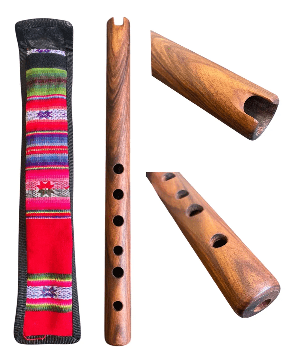 Quena Boliviana De Madera Jacarandá Artesanal Con Funda - Espacio música