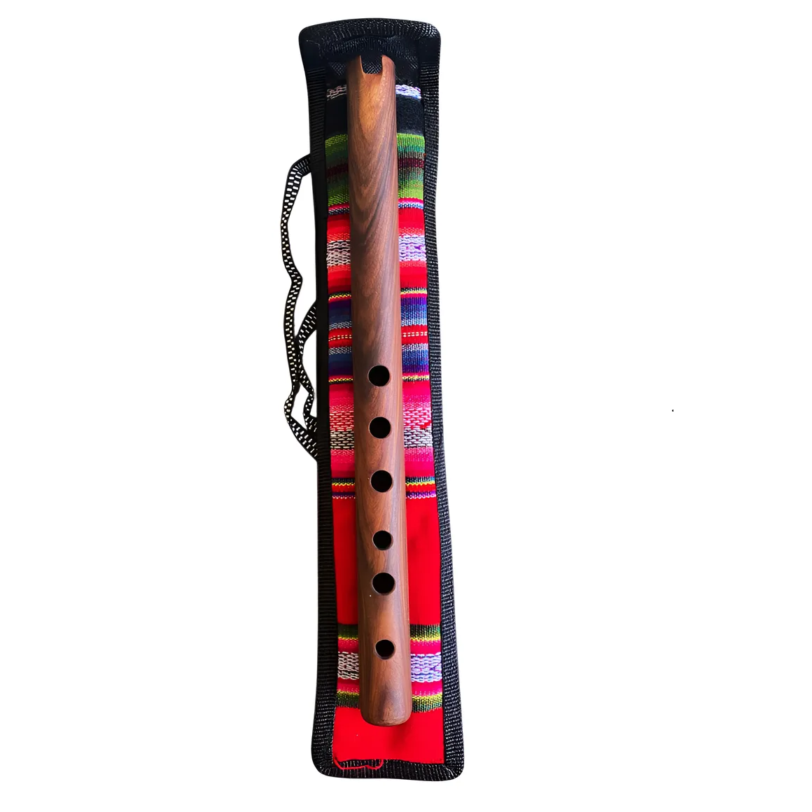 Quena Boliviana De Madera Jacarandá Artesanal Con Funda
