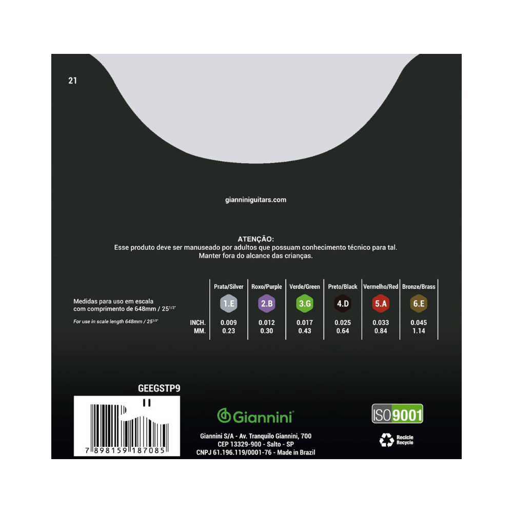Set de Cuerdas Guitarra Eléctrica 9 - 45 Giannini - Espacio música