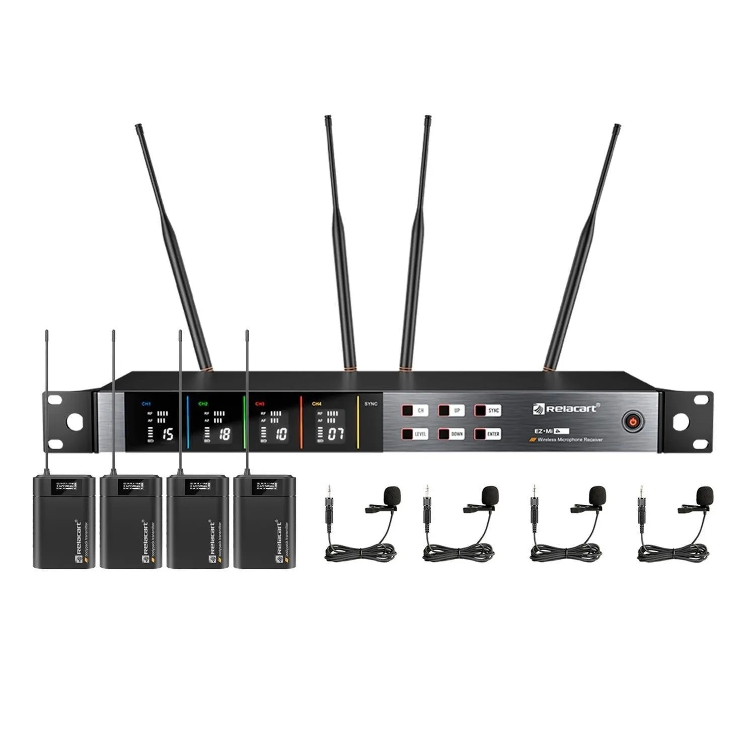 Sistema inalámbrico de cuatro micrófonos solapa EZ MI4 Relacart