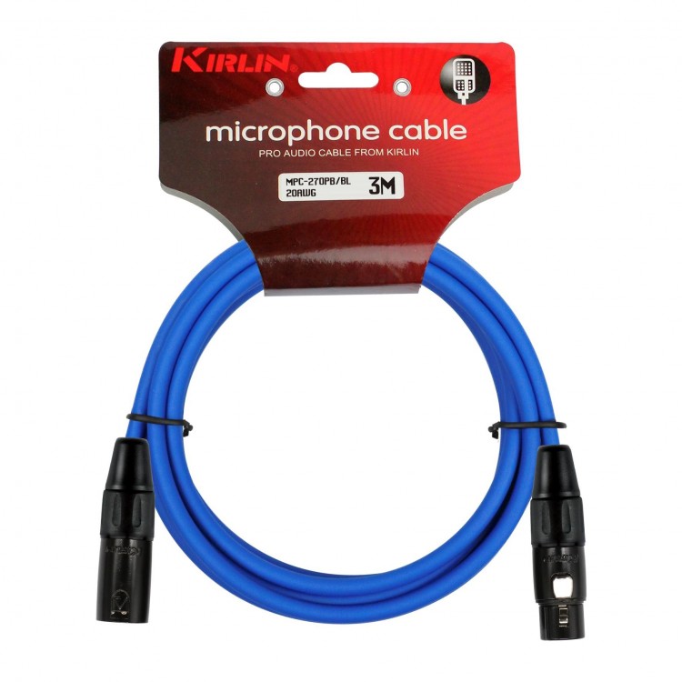 Cable Para Micrófono XLR Macho a Hembra 3m Azul Kirlin