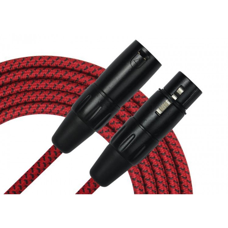 Cable para micrófono XLR macho a hembra tela rojo 3m Kirlin