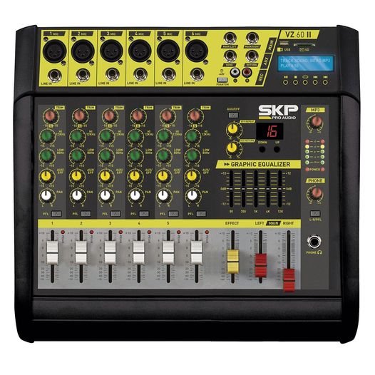 Consola potenciada SKP 6 canales XLR 1600W