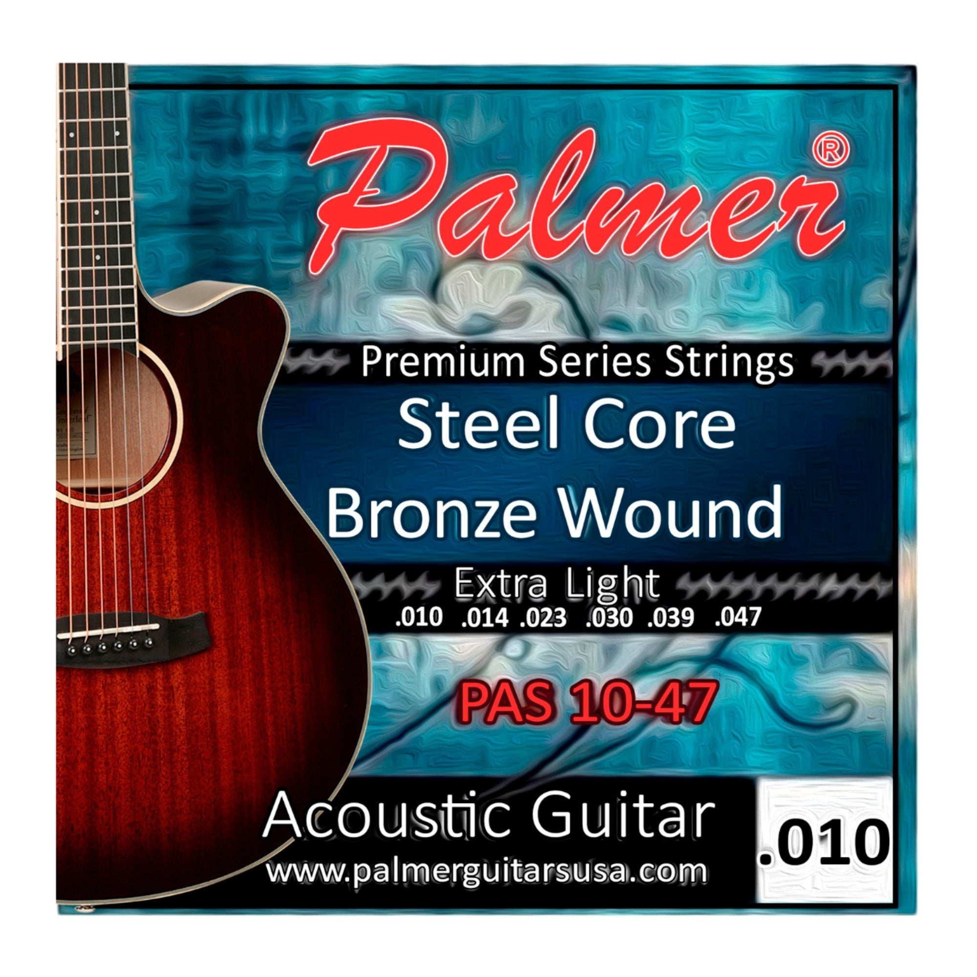 Cuerdas Metálicas para Guitarra Electroacústica 010 Palmer - Espacio música